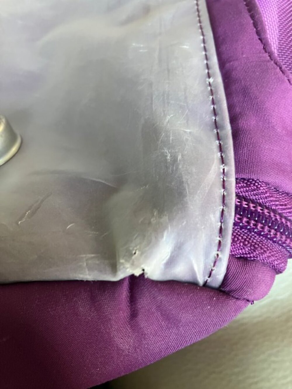 Roomy Lug Purple Overnight Bag -- Fair Condition - Picture 9 of 10